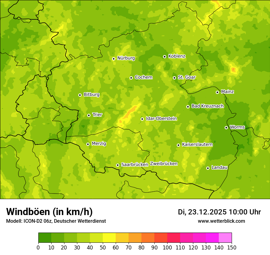 Modellkarten Windgeschwindigkeit