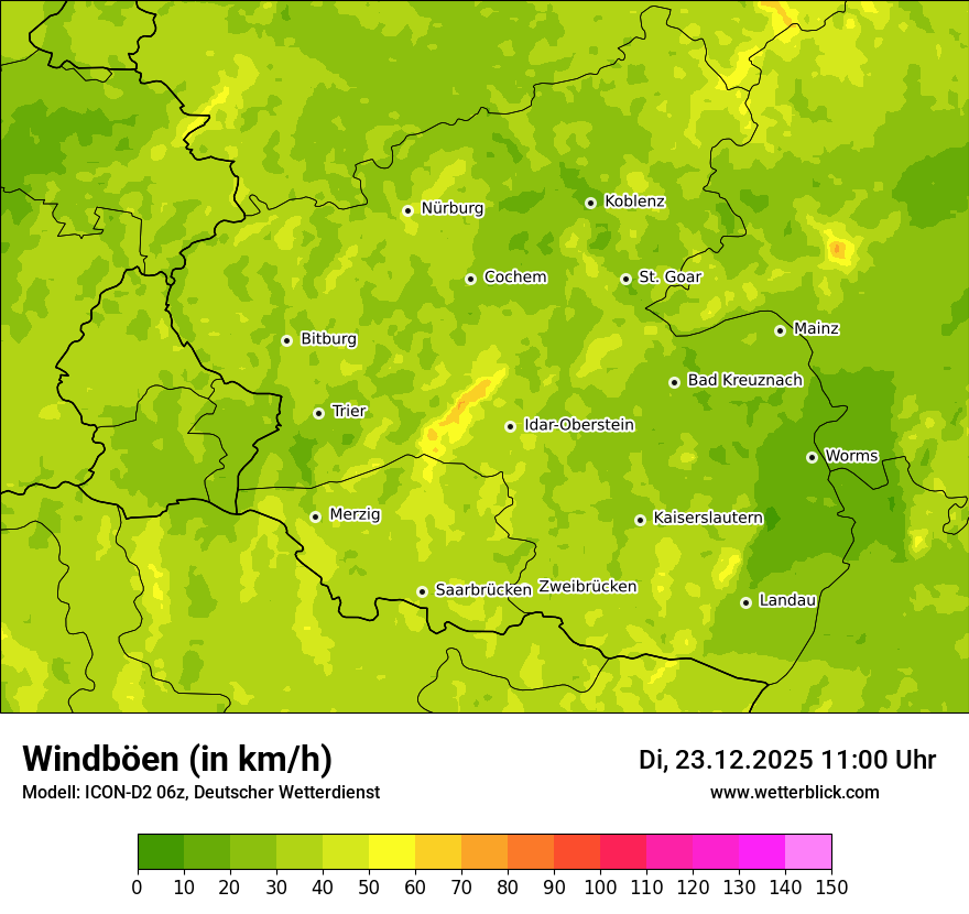 Modellkarten Windgeschwindigkeit