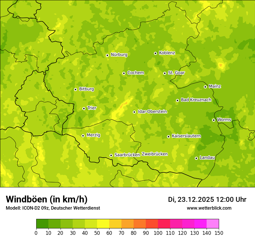 Modellkarten Windgeschwindigkeit