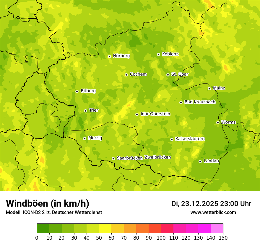 Modellkarten Windgeschwindigkeit