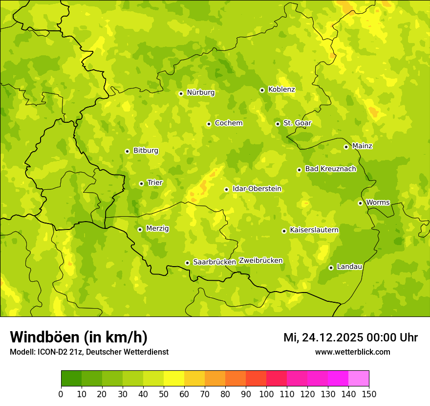 Modellkarten Windgeschwindigkeit
