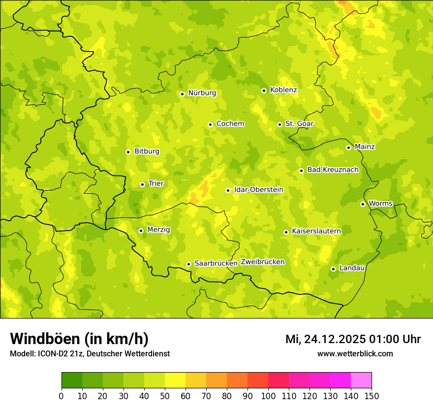 Modellkarten Windgeschwindigkeit