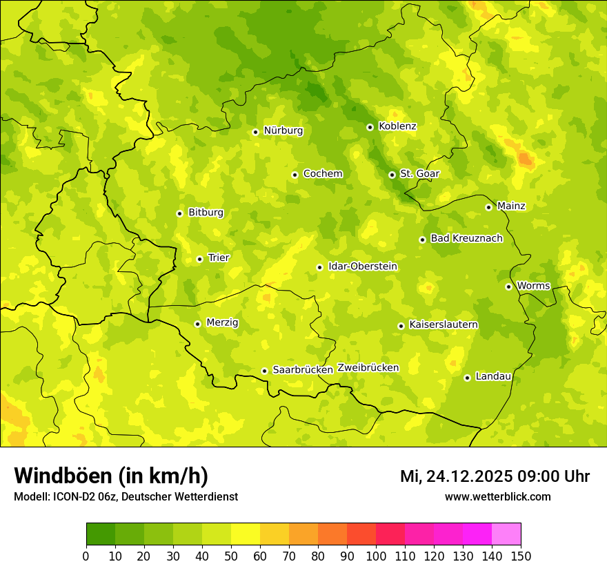 Modellkarten Windgeschwindigkeit