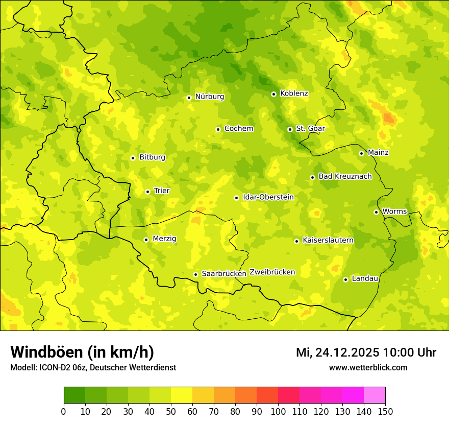 Modellkarten Windgeschwindigkeit