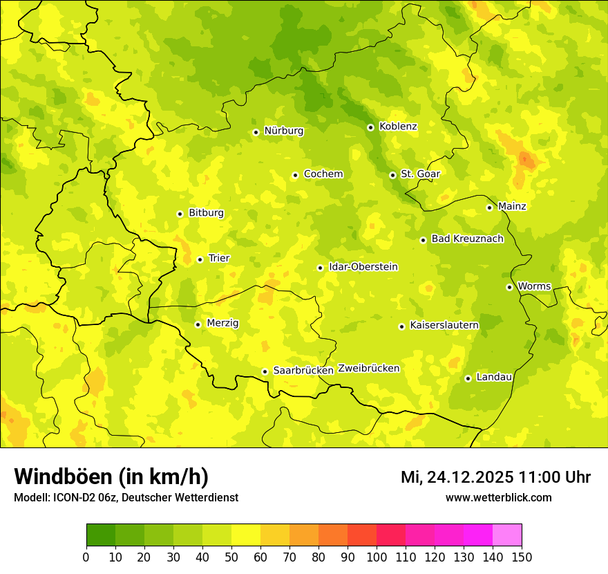 Modellkarten Windgeschwindigkeit