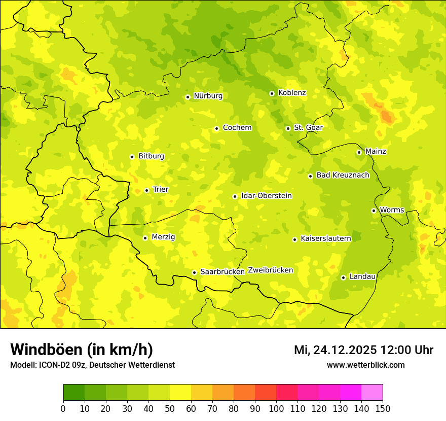 Modellkarten Windgeschwindigkeit