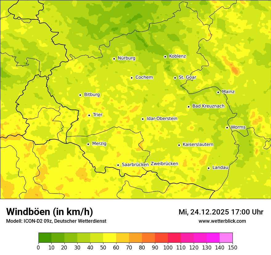 Modellkarten Windgeschwindigkeit