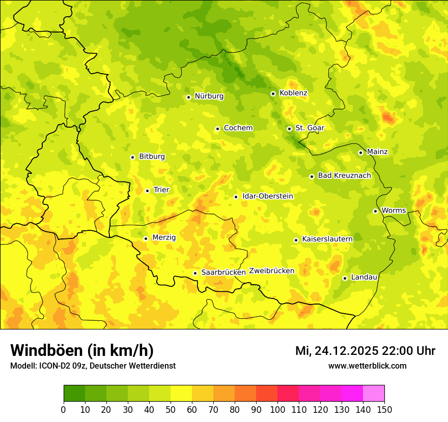 Modellkarten Windgeschwindigkeit