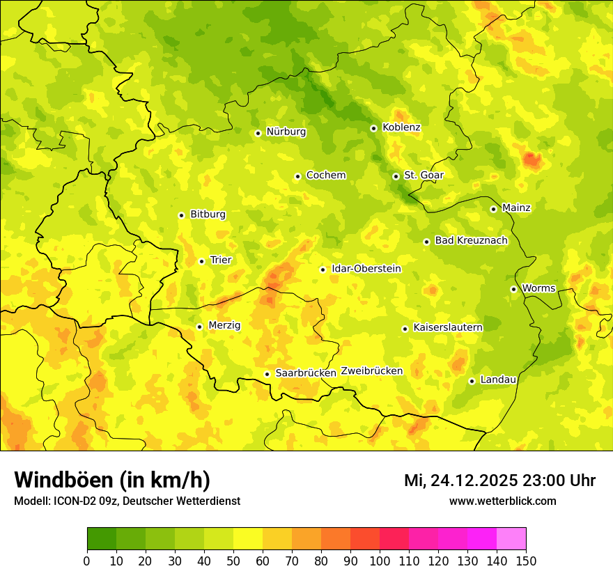 Modellkarten Windgeschwindigkeit