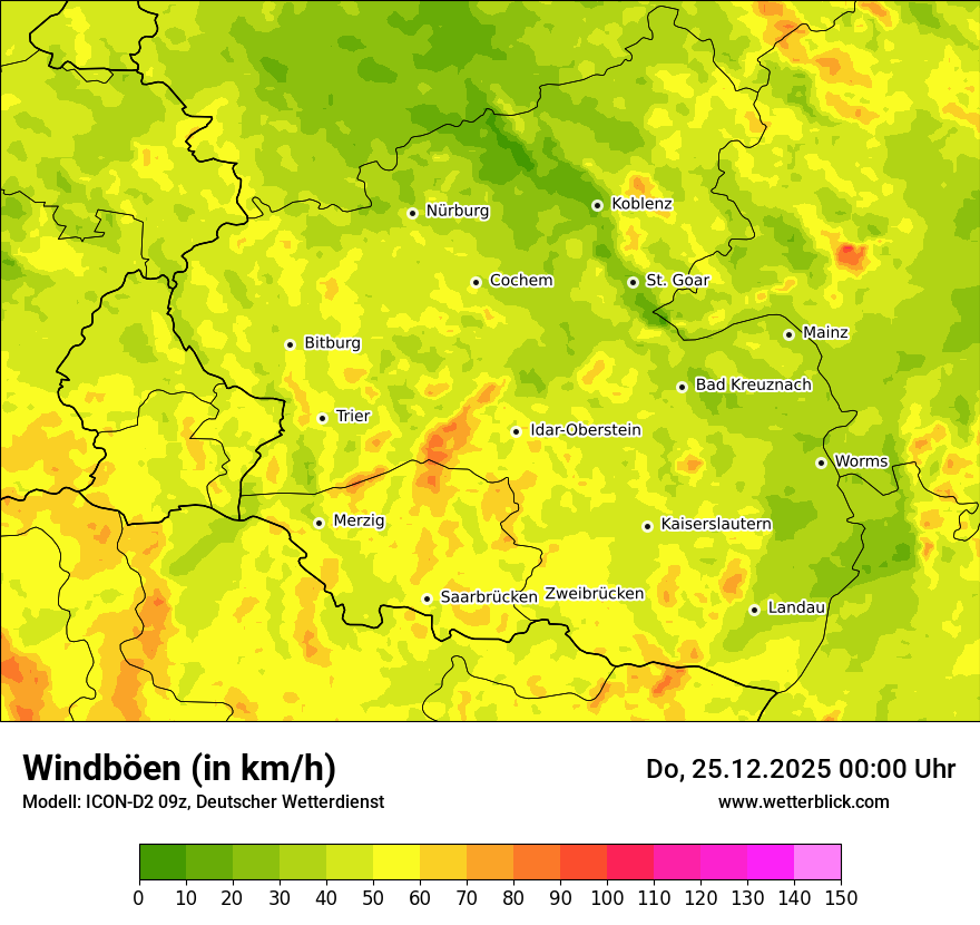 Modellkarten Windgeschwindigkeit