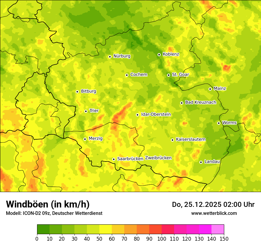 Modellkarten Windgeschwindigkeit
