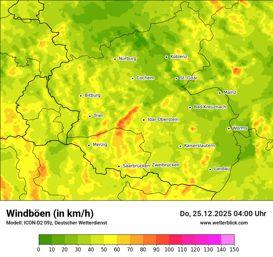 Modellkarten Windgeschwindigkeit