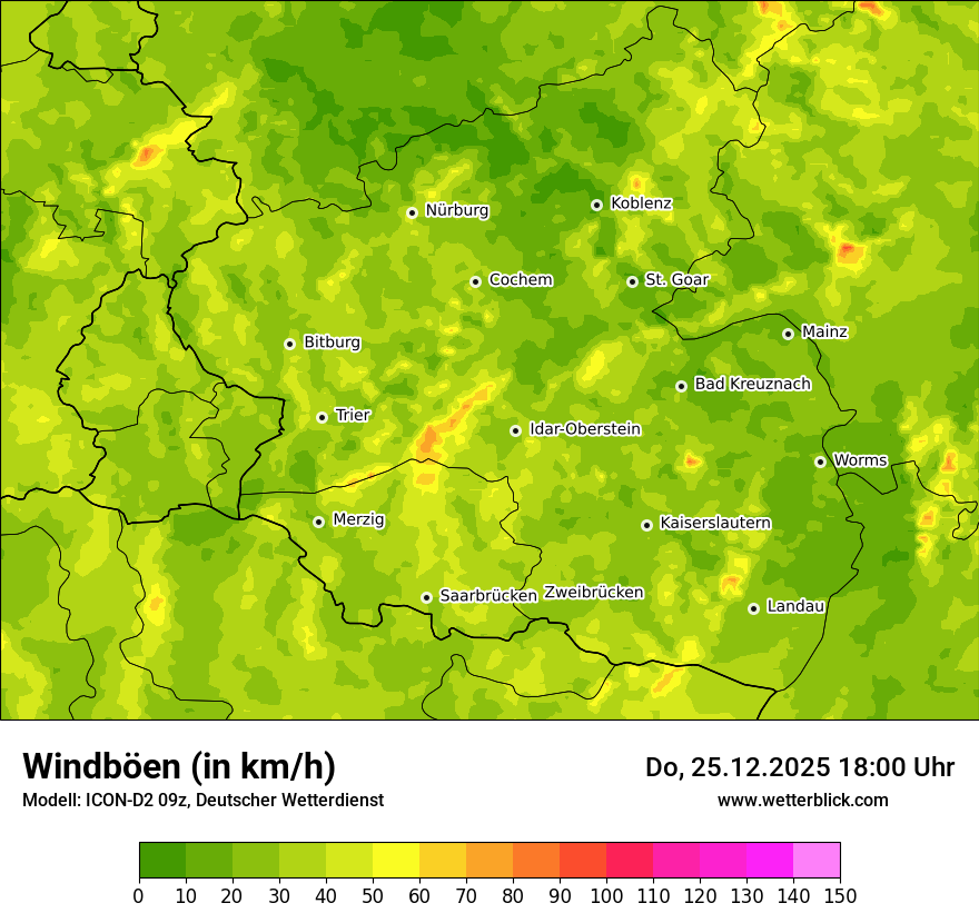 Modellkarten Windgeschwindigkeit