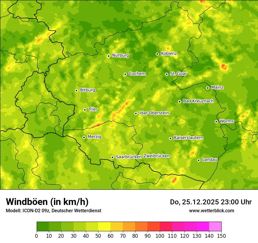 Modellkarten Windgeschwindigkeit