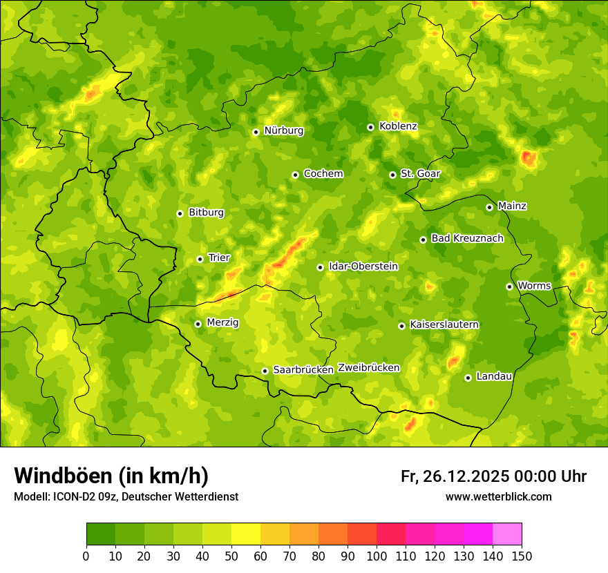 Modellkarten Windgeschwindigkeit