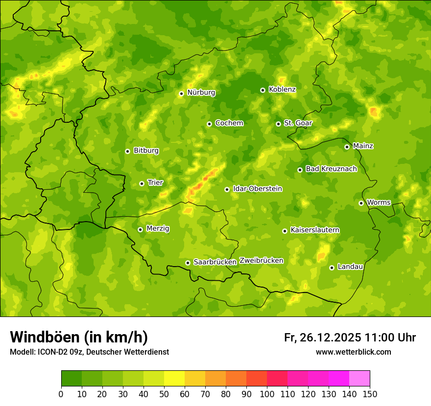 Modellkarten Windgeschwindigkeit