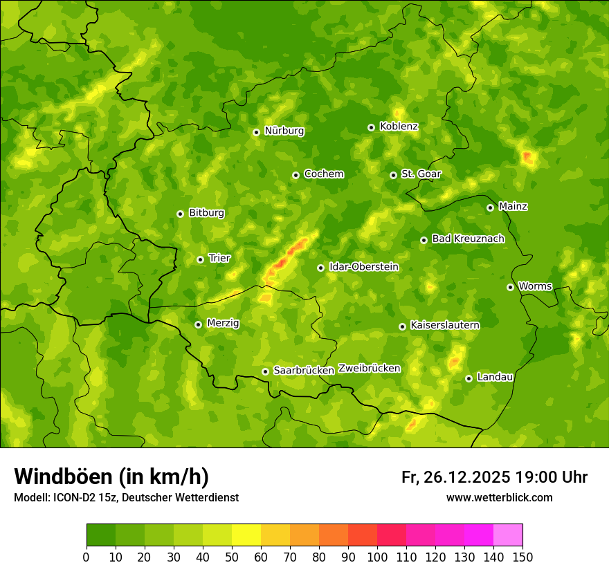 Modellkarten Windgeschwindigkeit