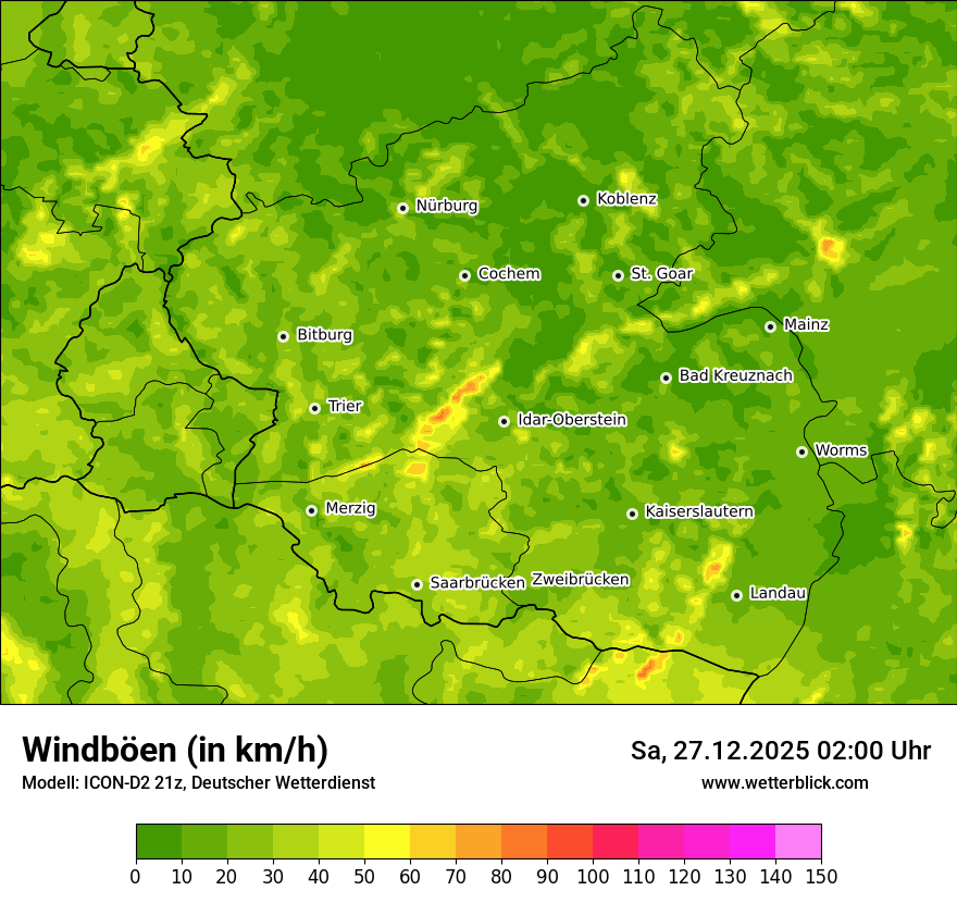Modellkarten Windgeschwindigkeit