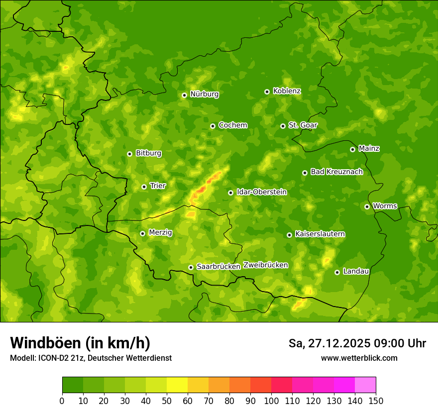 Modellkarten Windgeschwindigkeit
