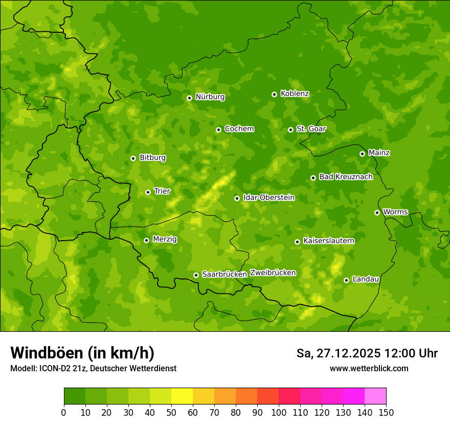 Modellkarten Windgeschwindigkeit