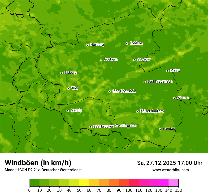 Modellkarten Windgeschwindigkeit