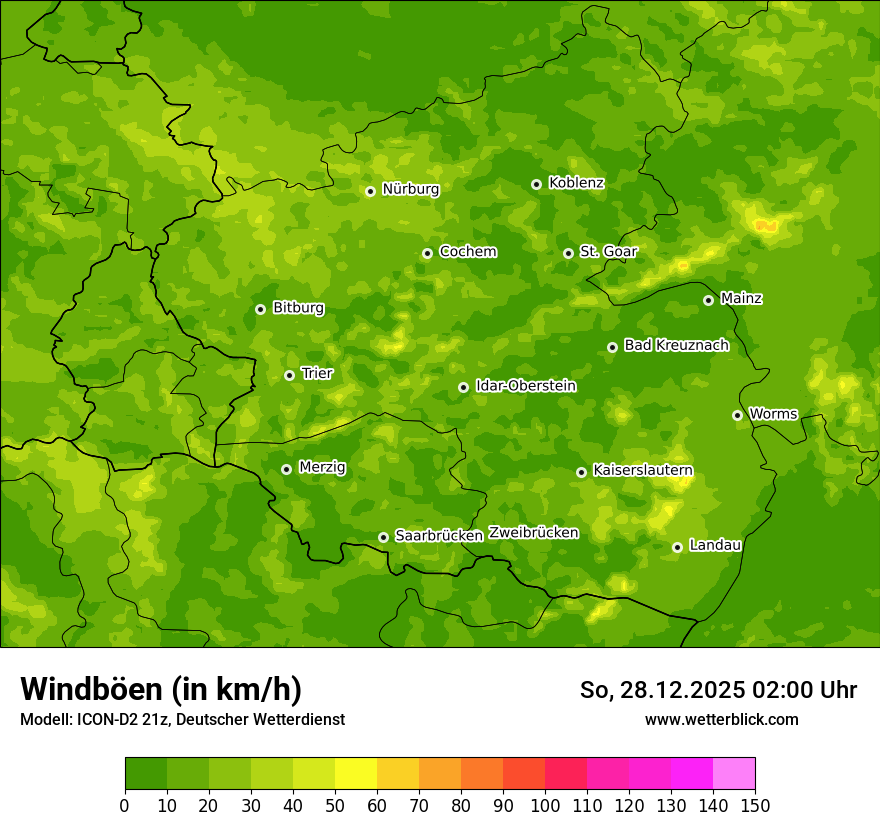 Modellkarten Windgeschwindigkeit