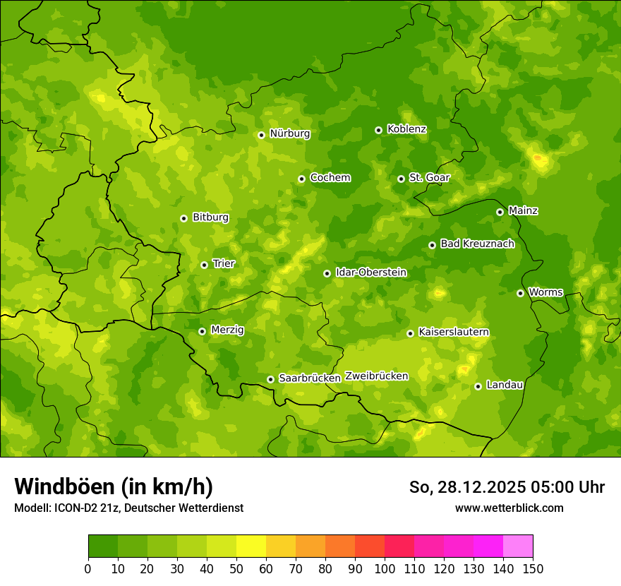 Modellkarten Windgeschwindigkeit