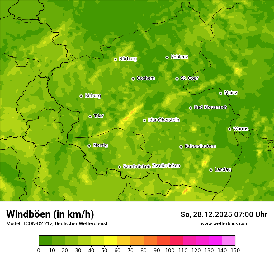 Modellkarten Windgeschwindigkeit