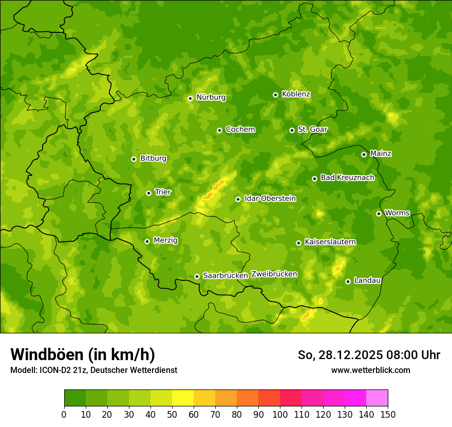 Modellkarten Windgeschwindigkeit