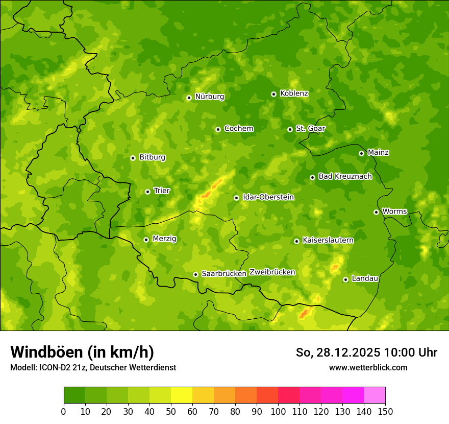 Modellkarten Windgeschwindigkeit