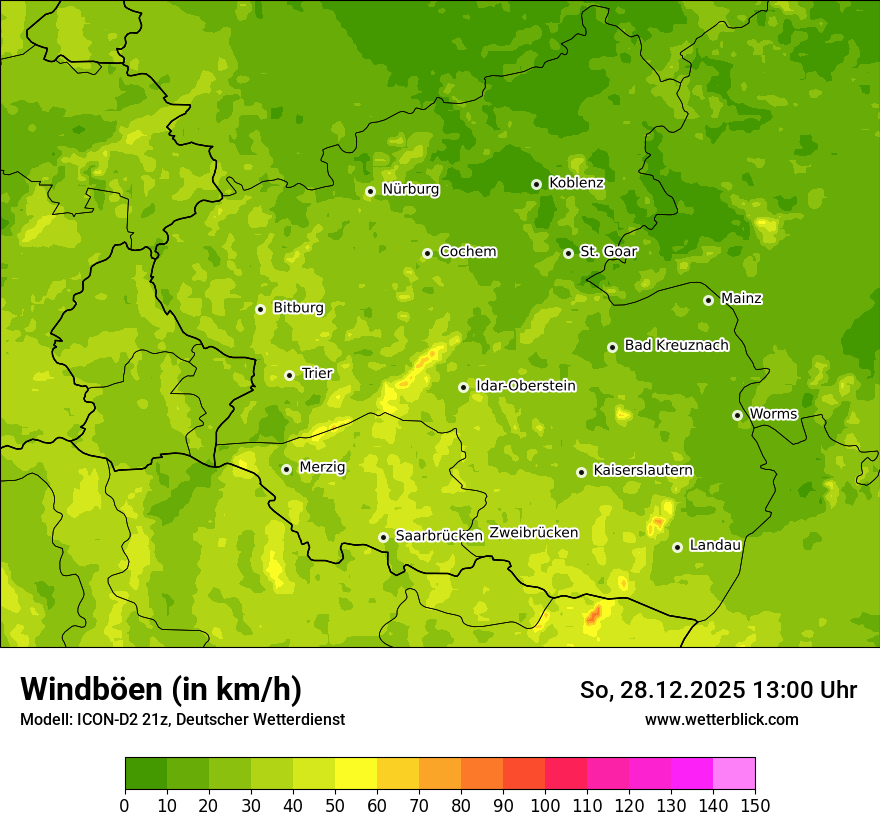 Modellkarten Windgeschwindigkeit