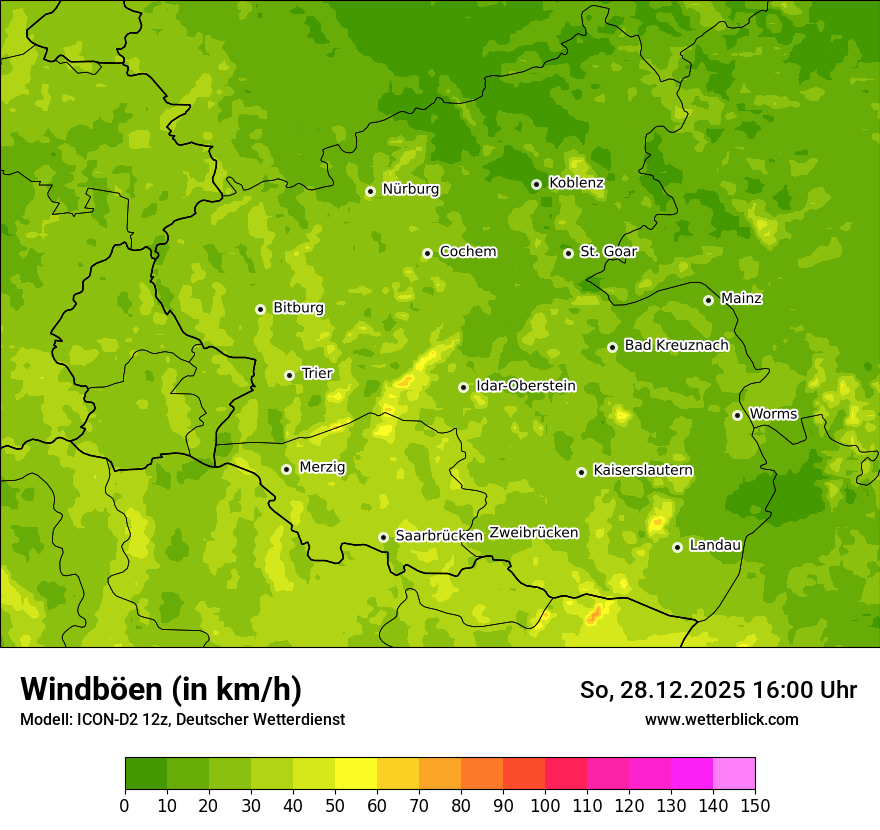Modellkarten Windgeschwindigkeit