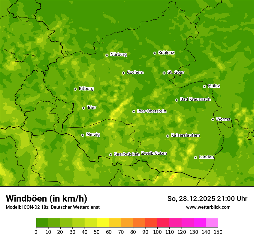Modellkarten Windgeschwindigkeit