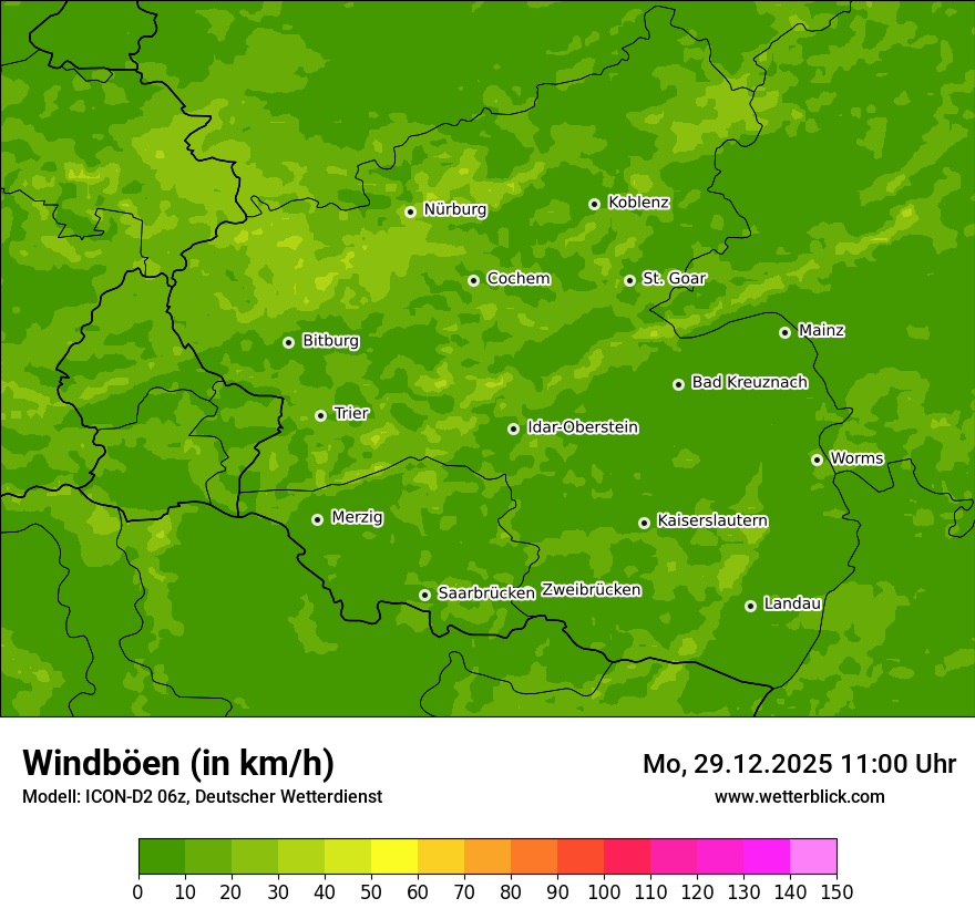 Modellkarten Windgeschwindigkeit