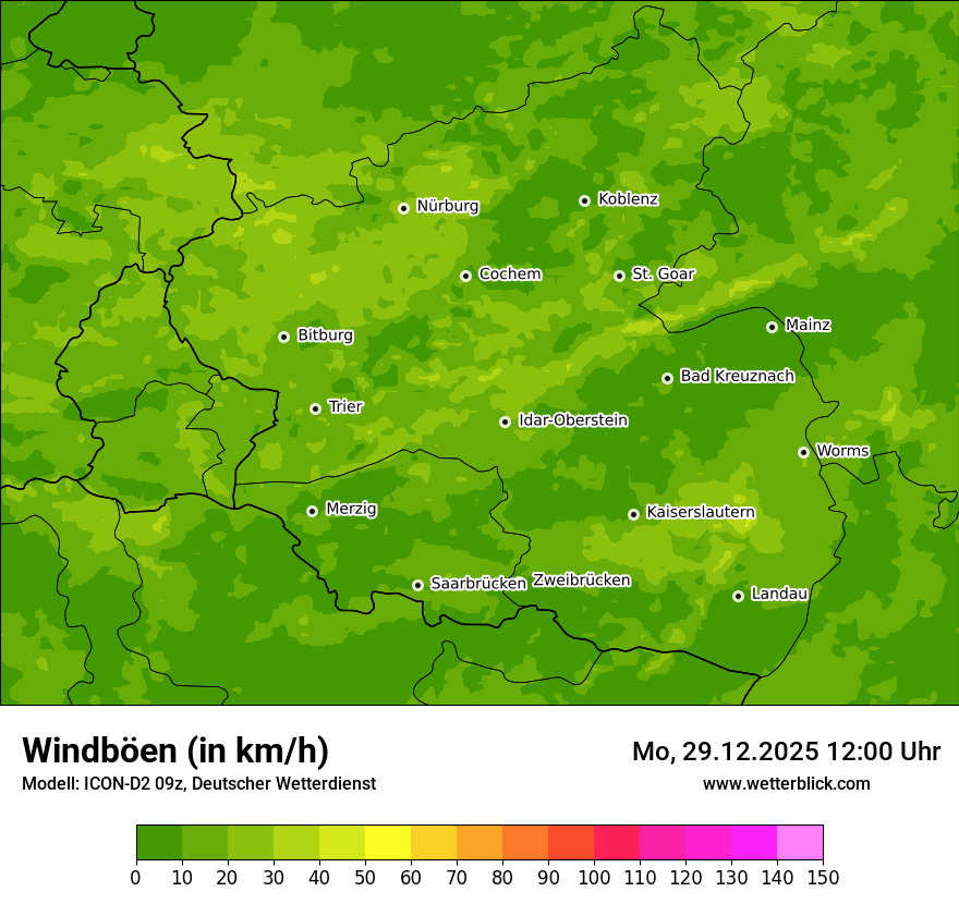 Modellkarten Windgeschwindigkeit