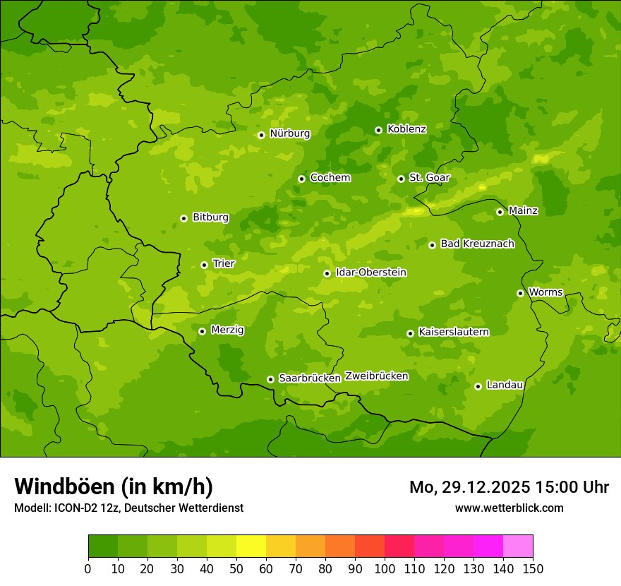 Modellkarten Windgeschwindigkeit