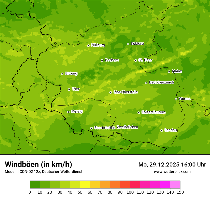 Modellkarten Windgeschwindigkeit