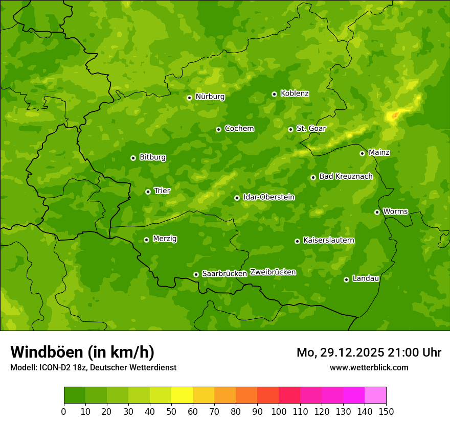 Modellkarten Windgeschwindigkeit