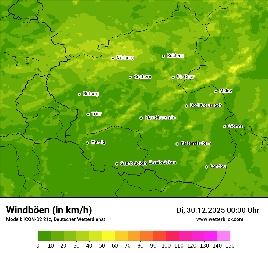 Modellkarten Windgeschwindigkeit