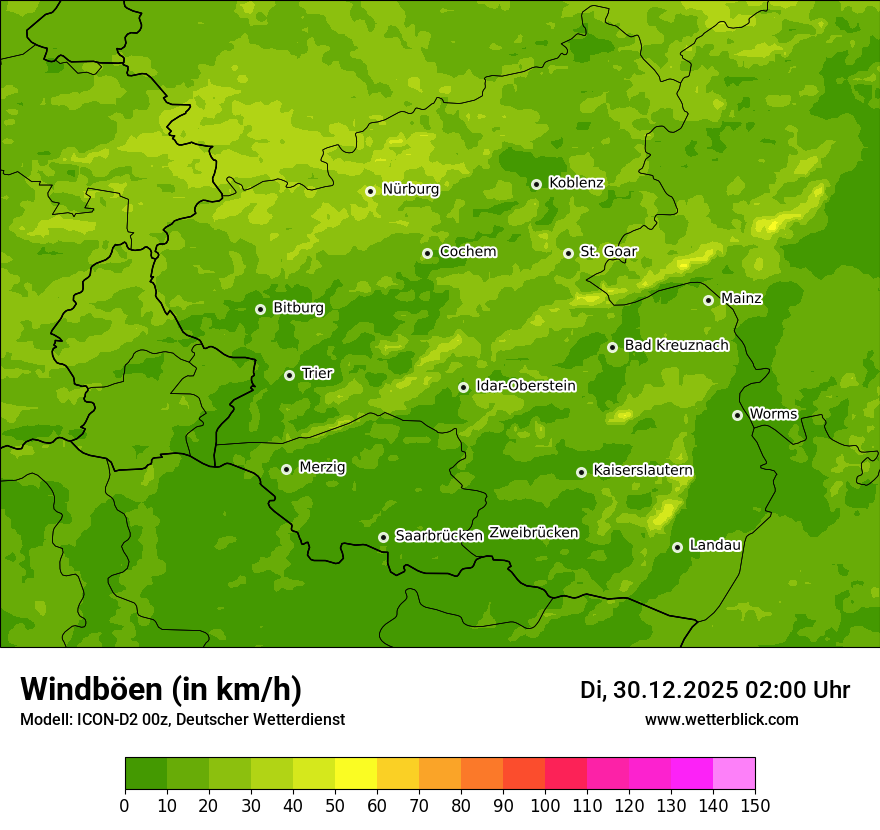 Modellkarten Windgeschwindigkeit