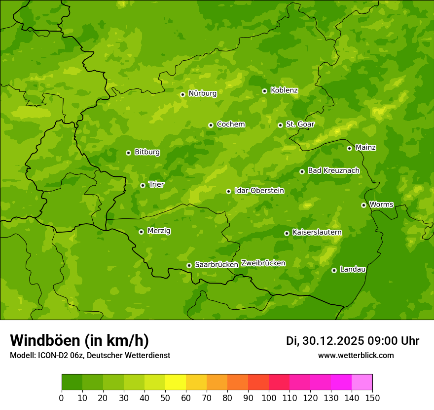 Modellkarten Windgeschwindigkeit