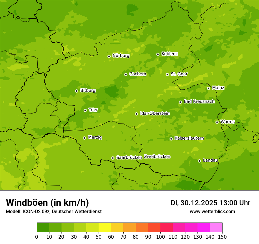 Modellkarten Windgeschwindigkeit