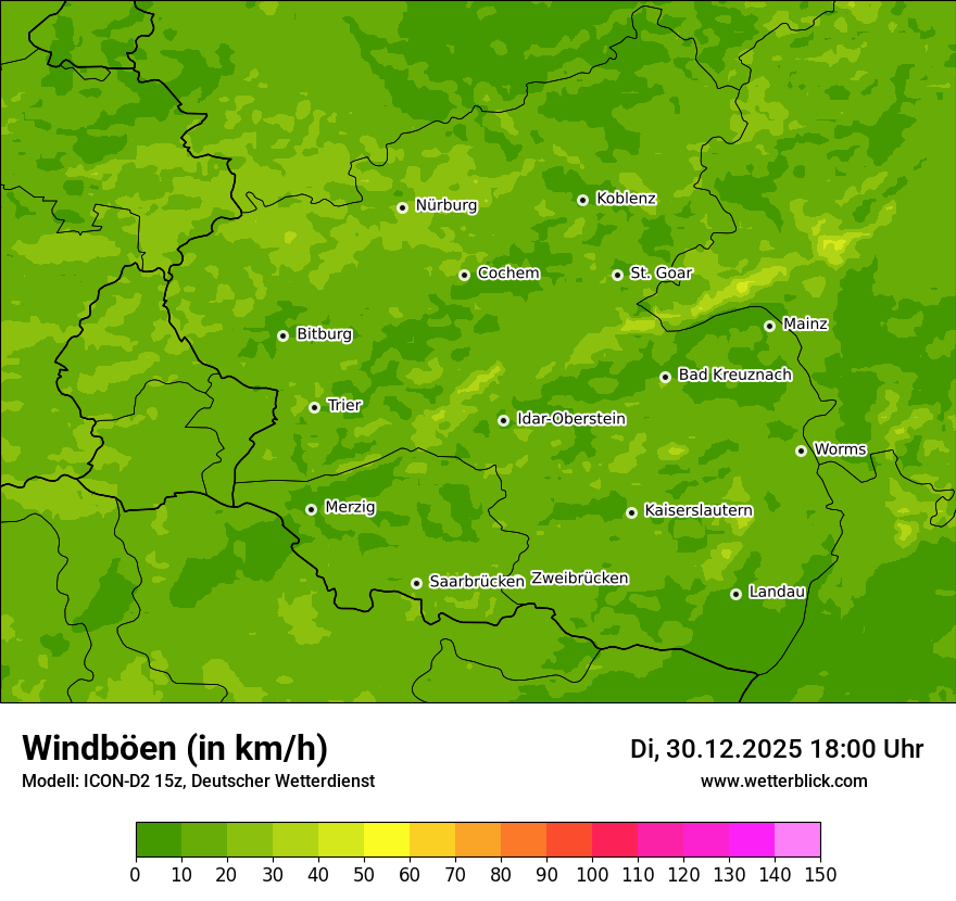 Modellkarten Windgeschwindigkeit
