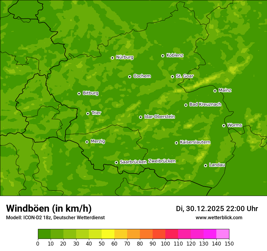 Modellkarten Windgeschwindigkeit