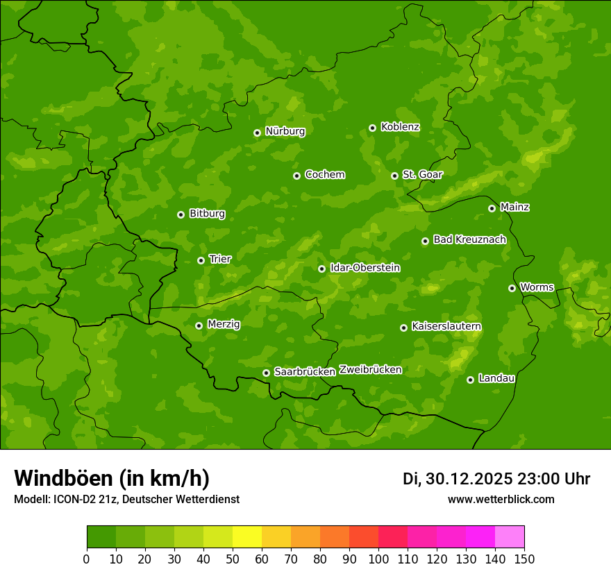 Modellkarten Windgeschwindigkeit