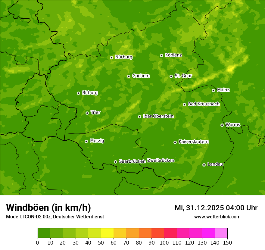 Modellkarten Windgeschwindigkeit