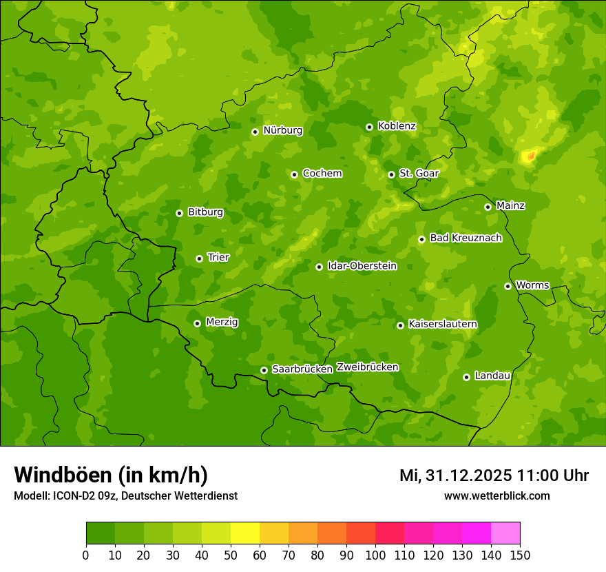 Modellkarten Windgeschwindigkeit