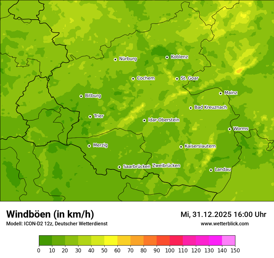 Modellkarten Windgeschwindigkeit