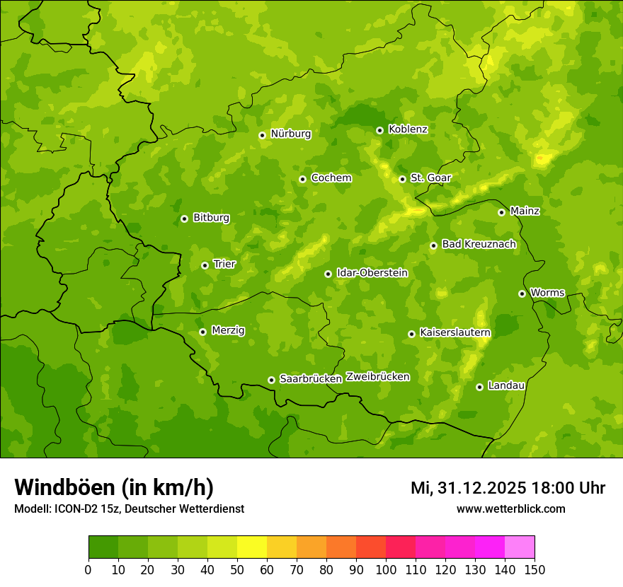 Modellkarten Windgeschwindigkeit