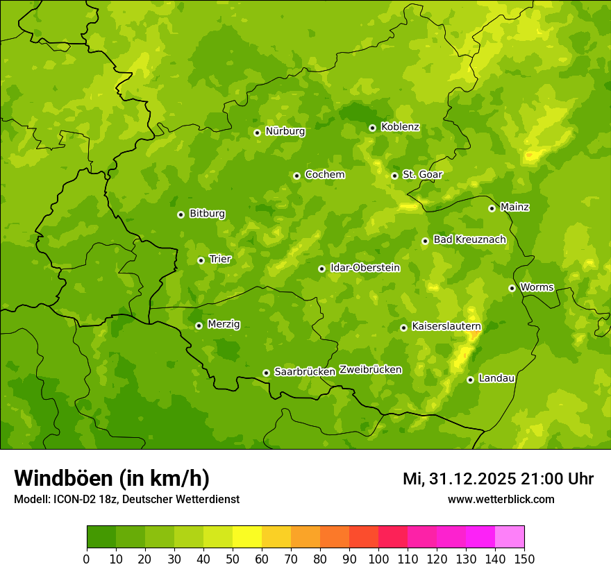 Modellkarten Windgeschwindigkeit